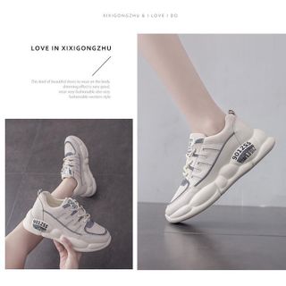 Giày thể thao, Giày sneaker nữ Da tổng hợp dày dặn có dạ quang 908