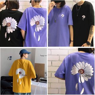 Áo thun nữ form rộng tay lỡ unisex in hình hoa cúc rơi giá rẻ