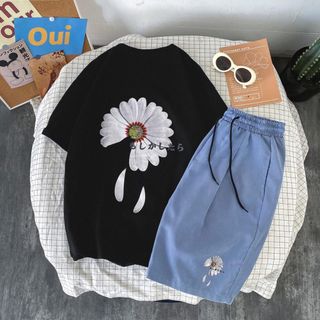 Áo thun nữ form rộng tay lỡ unisex in hình hoa cúc rơi giá rẻ