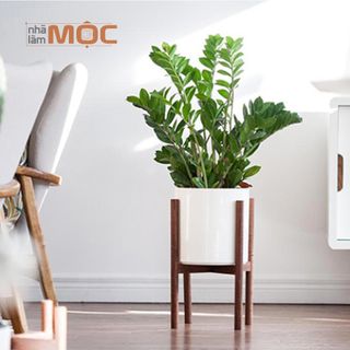 Giá đỡ chậu cây bằng gỗ - 1 tầng - Thanh tròn