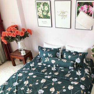 Bộ Chăn Ga Gối Lụa Trần Bông 5 Món