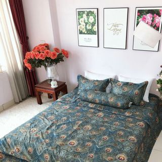 Bộ Chăn Ga Gối Lụa Trần Bông 5 Món