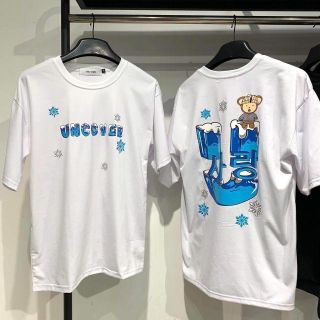 Áo thun nữ form rộng tay lỡ unisex in hình U màu xanh dương