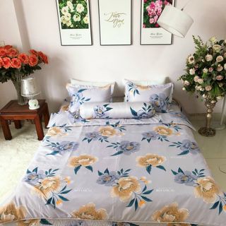 Bộ Chăn Ga Gối Lụa Trần Bông Siêu Mát 5 món