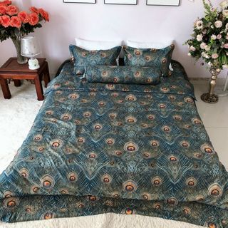 Bộ Chăn Ga Gối Lụa Trần Bông Siêu Mát 5 món
