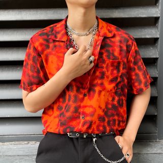 Sơ mi Họa Tiết Báo đỏ