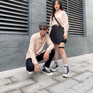 Sơ mi lụa màu Be