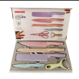 Bộ dao cắt nhà bếp Kitchen 6 món, nhiều màu sắc bắt mắt, thiết kế hiện đại (CÓ HỘP ĐỰNG) giá sỉ