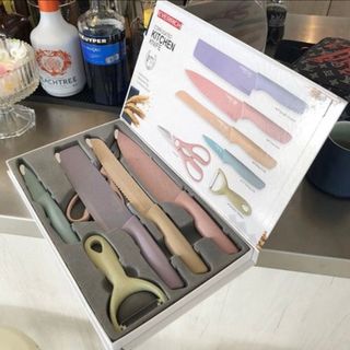 Bộ dao cắt nhà bếp Kitchen 6 món, nhiều màu sắc bắt mắt, thiết kế hiện đại (CÓ HỘP ĐỰNG)