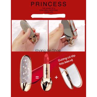 [Có màu mới] Son Thỏi Hojo Princess Phi Thuyền Đính Đá Kèm Gương Soi sang chảnh