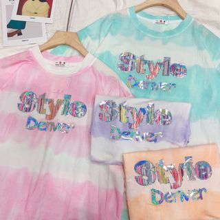 Áo loang sọc ngang in hình