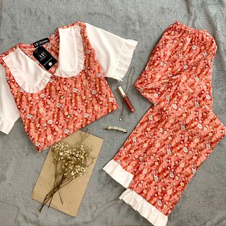 Đồ Bộ Pijama, Đồ Ngủ nữ Mặc Nhà Chất Lụa Cổ Bèo Dáng Tiểu Thư