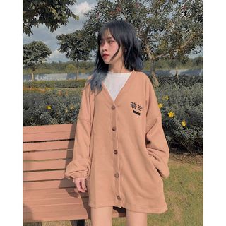 Áo khoác cardigan logo thêu form rộng đẹp