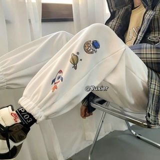 Quần thun jogger logo in không bong tróc, mịn màn