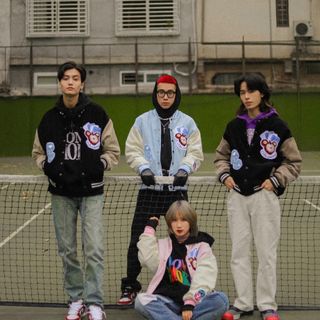 Áo khoác nhung kiểu bomber logo in đẹp bán chạy