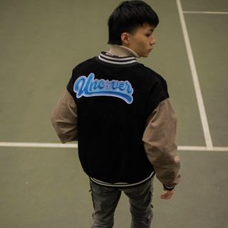 Áo khoác nhung kiểu bomber logo in đẹp bán chạy