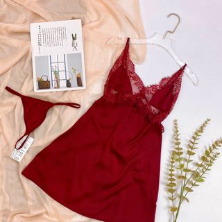 Đồ ngủ váy ngủ sexy lụa quãng châu bèo ren