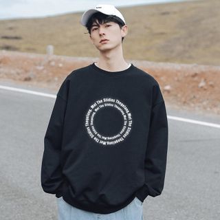Áo Sweater Vòng tròn chử phản quang