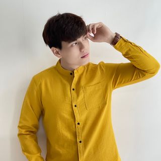 ÁO SƠ MI NAM ĐŨI CỔ TRỤ TAY DÀI CÓ TÚI CAO CẤP
