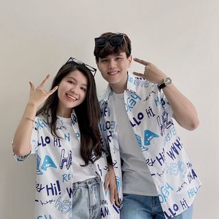 ÁO SƠ MI NAM NỮ CẶP ĐÔI FORM RỘNG TAY LỠ ĐI BIỂN