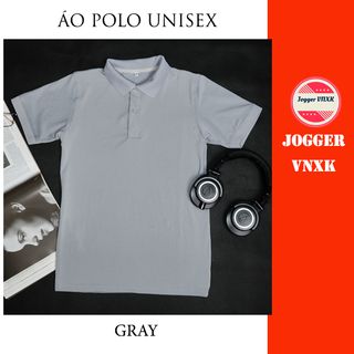 Áo thun cổ trụ Unisex vải thái - xám tro