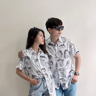 SƠ MI NAM NỮ UNISEX FORM RỘNG HOẠ TIẾT