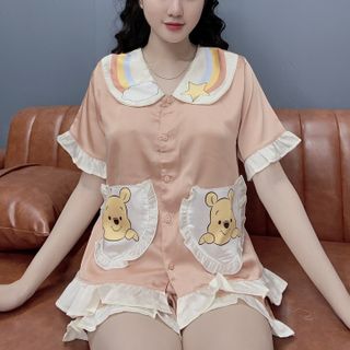 Đồ bộ nữ pijama Satin in 3D cầu vồng Đùi Cộc giá sỉ