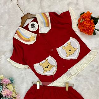 Đồ bộ nữ pijama Satin in 3D cầu vồng Đùi Cộc