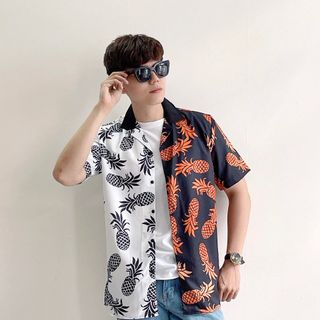 ÁO SƠ MI NAM NỮ CẶP HOẠ TIẾT TRÁI THƠM FORM RỘNG ĐI BIỂN