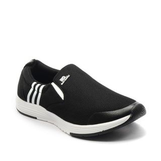 Giày Thể Thao Slip-on Nam Xỏ Lưới Phối Logo BQ Ba Sọc Màu Đen, GTT TTN17