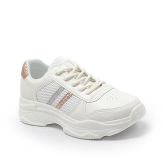 Giày Sneaker Nữ Đế Độn Quai Dù Phối Sọc Kim Tuyến GTT 577-118 BQ