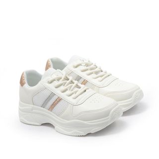 Giày Sneaker Nữ Đế Độn Quai Dù Phối Sọc Kim Tuyến GTT 577-118 BQ