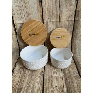 Set 2 thố sứ vân nổi cao cấp nắp đậy bằng gỗ có roong cao su