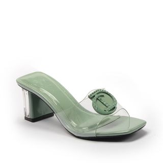 Guốc Nữ Quai Ngang Meca Phối Khóa CD Thời Trang Đế 6cm G H25 - BQ