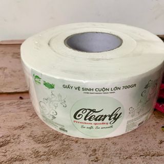 GIẤY VỆ SINH CAO CẤP CLẺARLY CUỘN LỚN CÔNG NGHIỆP 700gr, 100% BỘT GIẤY NGUYÊN CHẤT TỪ RỪNG TRỒNG TỰ NHIÊN, HOÀN TOÀN KHÔNG CHỨA CHẤT TẢY TRẮNG ĐỘC HẠI, AN TOÀN, TIẾT KIỆM CHO NGƯỜI DÙNG