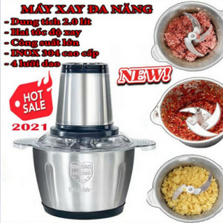 Máy Xay Thịt, Xay Đa Năng Cối Inox Không Gỉ 4 Lưỡi Dao Kép Siêu Sắc Bén- Say thịt, Cá, Hoa Quả, Tỏi ớt