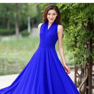 ĐẦM MAXI DÀI CỔ V SANG TRỌNG - DT1520 - xưởng may đô thành