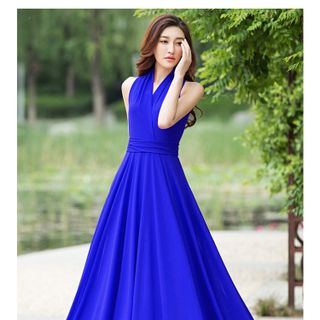 ĐẦM MAXI DÀI CỔ V SANG TRỌNG - DT1520 - xưởng may đô thành