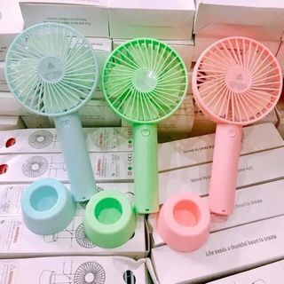 Quạt Mini cầm Tay Tích Điện 3 Chế Độ Gió [Full Box, Pin, Dây Sạc, Đế Chống Trượt ]