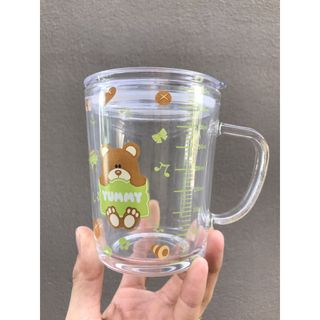 Cốc Thủy Tinh Chịu Nhiệt Có Chia Vạch Tiện Có Nắp Và Ống Hút