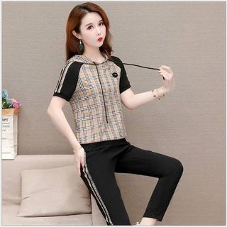 [CAO CẤP] Bộ đồ thể thao họa tiết phối sọc có nón