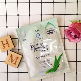 Mặt Nạ Dưỡng Trắng Dịu Mát Perfect Aqua Soothing White Mask Senka