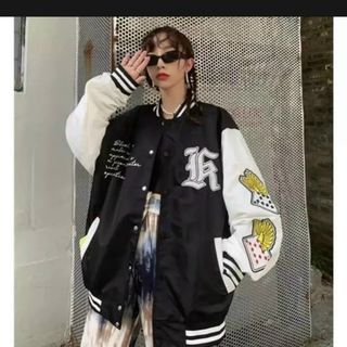Áo khoác dù kiểu bomber logo in lá bài
