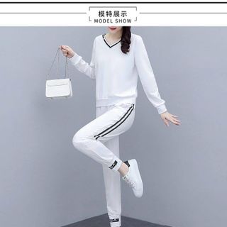 [CAO CẤP] Bộ đồ nữ thể thao cotton cổ V TT496_HÀNG XUẤT NHẬT-HÀN