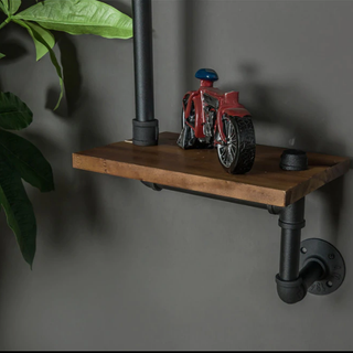 Kệ treo tường gỗ 3 tầng kệ ống nước decor vintage bằng ống sắt độc lạ bền đẹp trang trí phòng khách sáng tạo