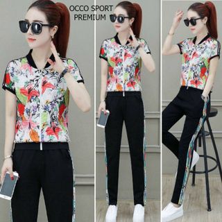 [CAO CẤP] Bộ đồ thể thao in hoa 3d khóa kéo TT472_HÀNG XUẤT NHẬT-HÀN