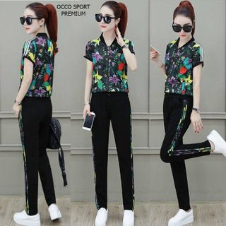 [CAO CẤP] Bộ đồ thể thao in hoa 3d khóa kéo TT472_HÀNG XUẤT NHẬT-HÀN