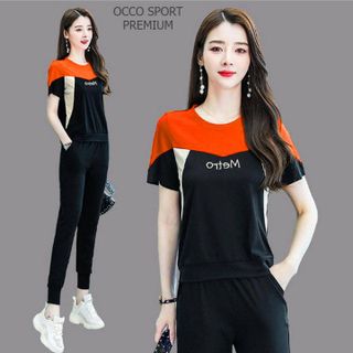 [CAO CẤP] Bộ đồ thể thao nữ cotton phối màu TT493