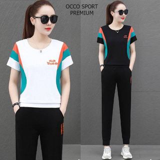[CAO CẤP] Bộ đồ thể thao nữ cotton phối màu TT491