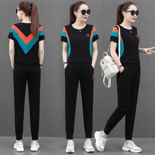 [CAO CẤP] Bộ đồ thể thao nữ cotton phối màu TT491